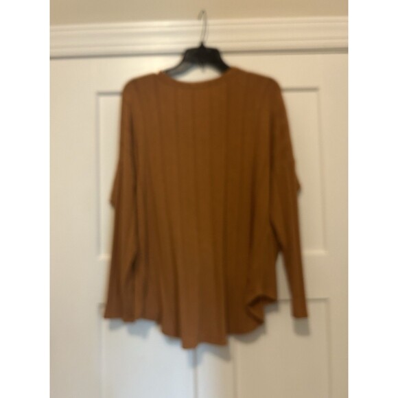 Women's Size Medium Striped Textured Mustard Button-Down Front Tie Blouse Fall - Picture 3 of 4